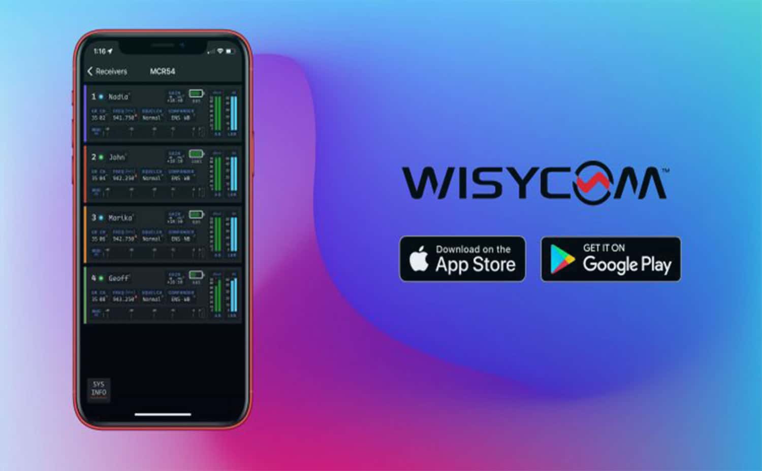 تطبيق Wisycom للميكروفون اللاسلكي