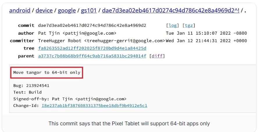 Pixel Tablet لا يدعم تطبيقات 32 بت