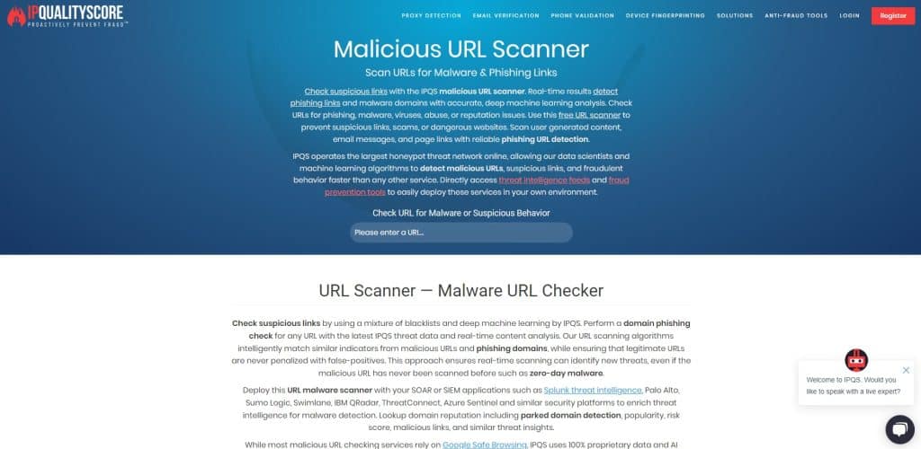 موقع Malicious URL Scanner